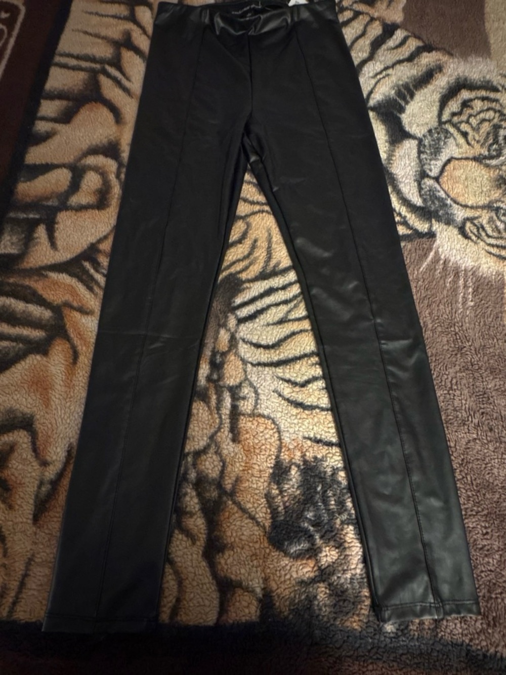 Ambiance Black Faux Leather Slim Leggings